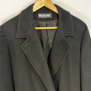 Vtg 80s Billycoat Blk Wool Trench Coat Double Breasted Women's 4 Drk Academia